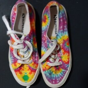 Superga Multicolor Tie-Dye Sneakers Well Known Brand Worn